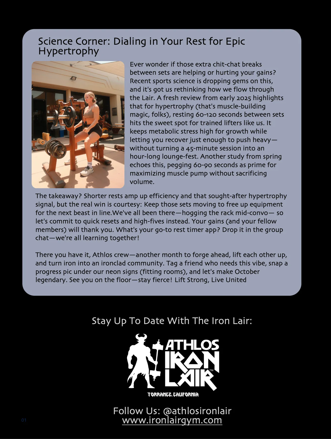 Page 3 of the October 2025 Iron Lair newsletter. The text follows below.